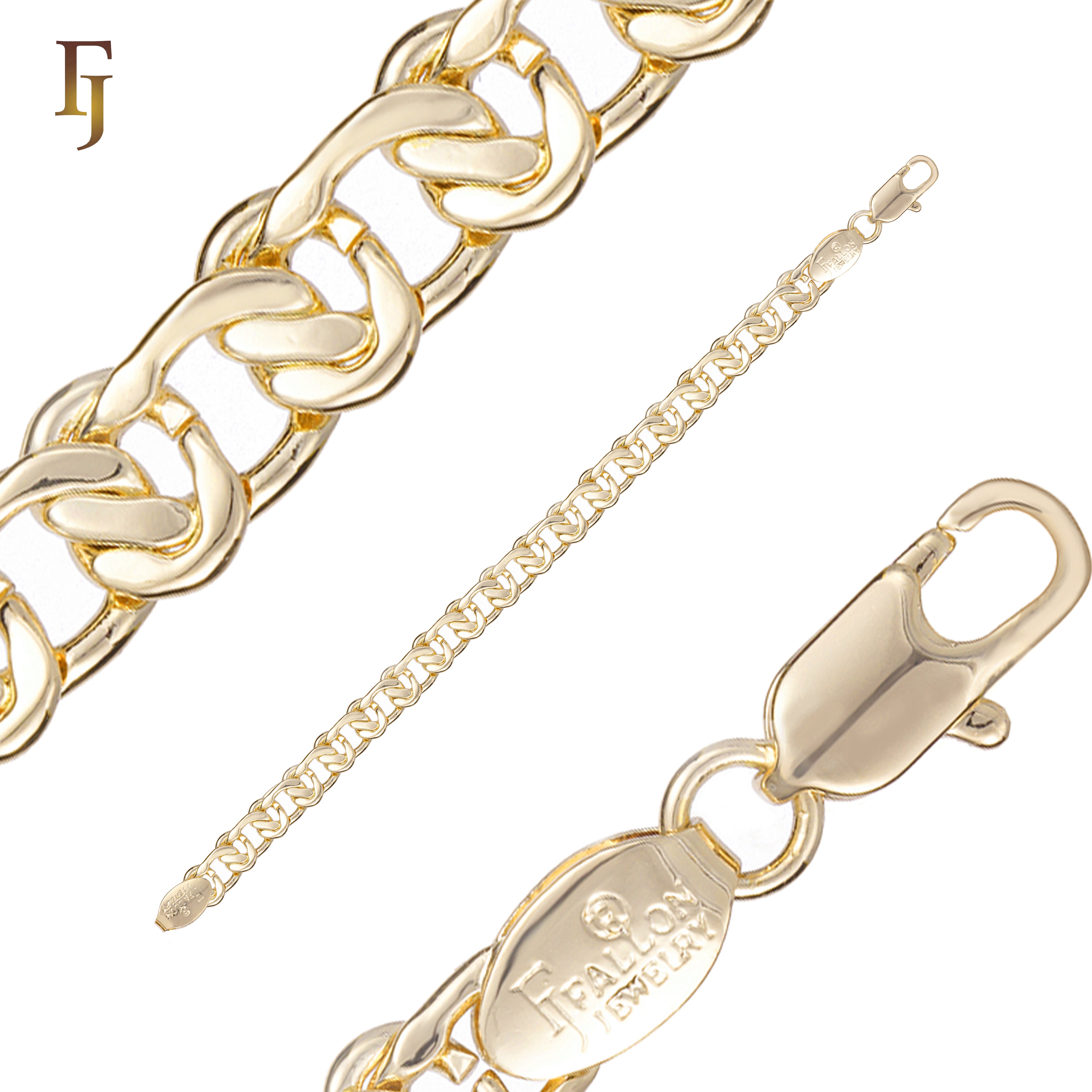 Cable Snail link chains 14K Gold, White Gold-Plated Chain Necklace 4mm-8mm – Classic Oval Link Chain for Men & Women | FJ Jewelry