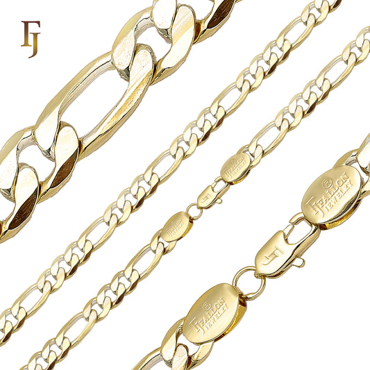 Classic Figaro Chain Necklace Medium 5mm-9mm Factory Direct 14K Gold Plated Copper Jewelry Wholesale Supplier FJ Jewelry
