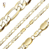 Classic Figaro Chain Necklace Medium 5mm-9mm Factory Direct 14K Gold Plated Copper Jewelry Wholesale Supplier FJ Jewelry