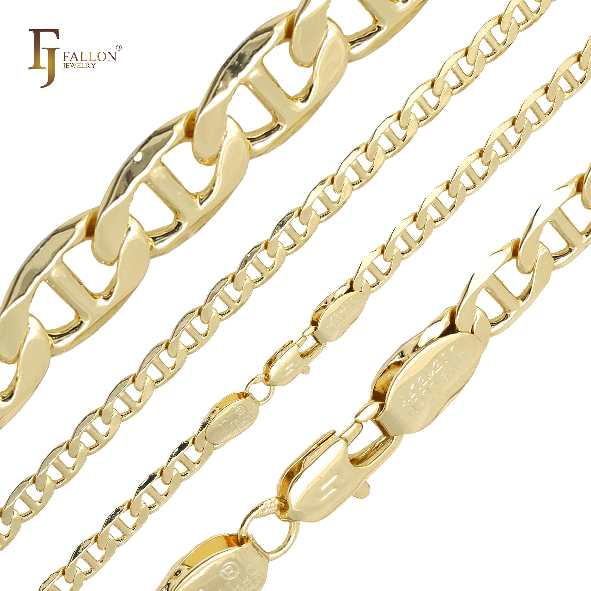 Classic Mariner rod link Chains plated in 14K Gold, two tone