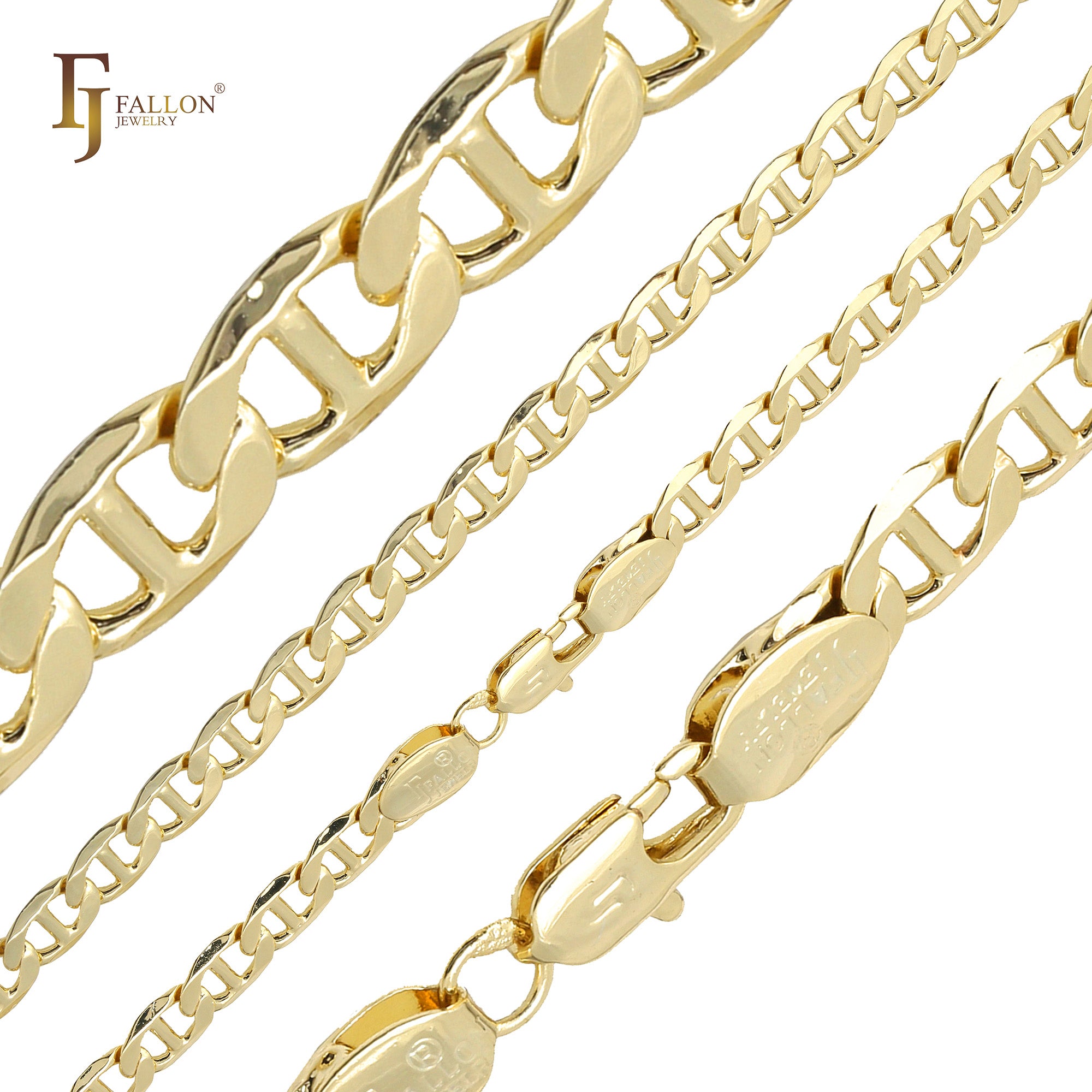 Classic Mariner rod link Chains plated in 14K Gold, two tone