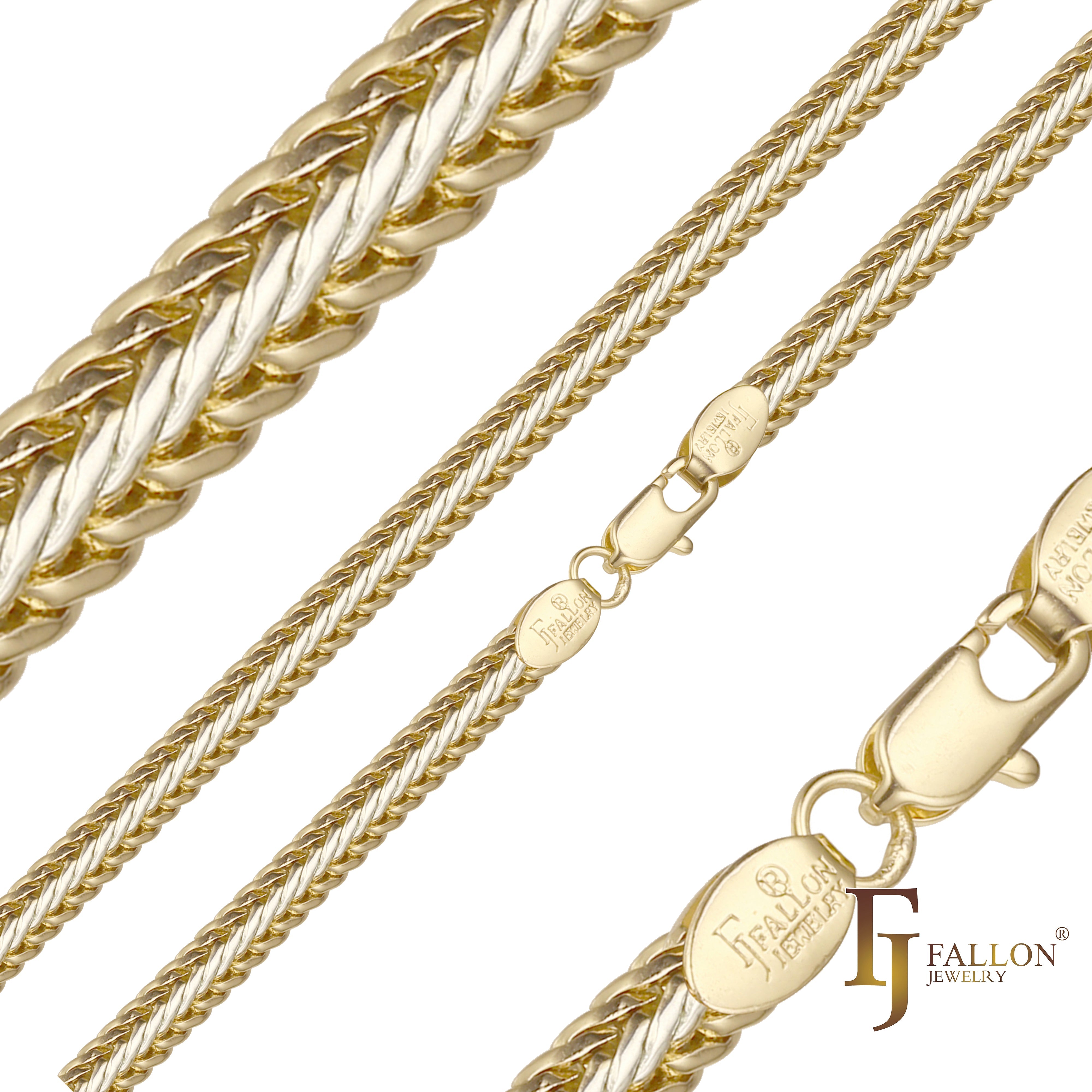 🔥 Classic Glossy 14K Gold, Rose Gold two tone, three tone Foxtail link chains