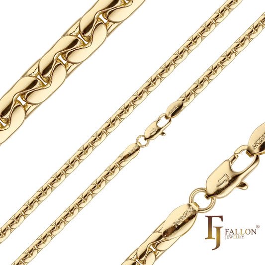 🔥 Fancy C link CR chains plated in 14K Gold, Rose Gold two tone