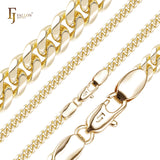 Cadenas de superficie aplanada con flancos redondeados y eslabones cubanos estilo clásico de Miami chapadas en oro de 14 quilates, oro rosa RFSF