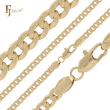 Curb link center rod grooved 14K Gold, Rose Gold, two tone Chain