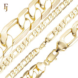 Classic Figaro Chain Necklace Wide 9mm+ 14K Gold Plated Copper Fashion Jewelry Manufacturer and Wholesale Supplier FJ Jewelry