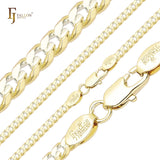 Classic Miami Style Cuban link center double grooved chains plated in 14K Gold, Rose Gold, two tone