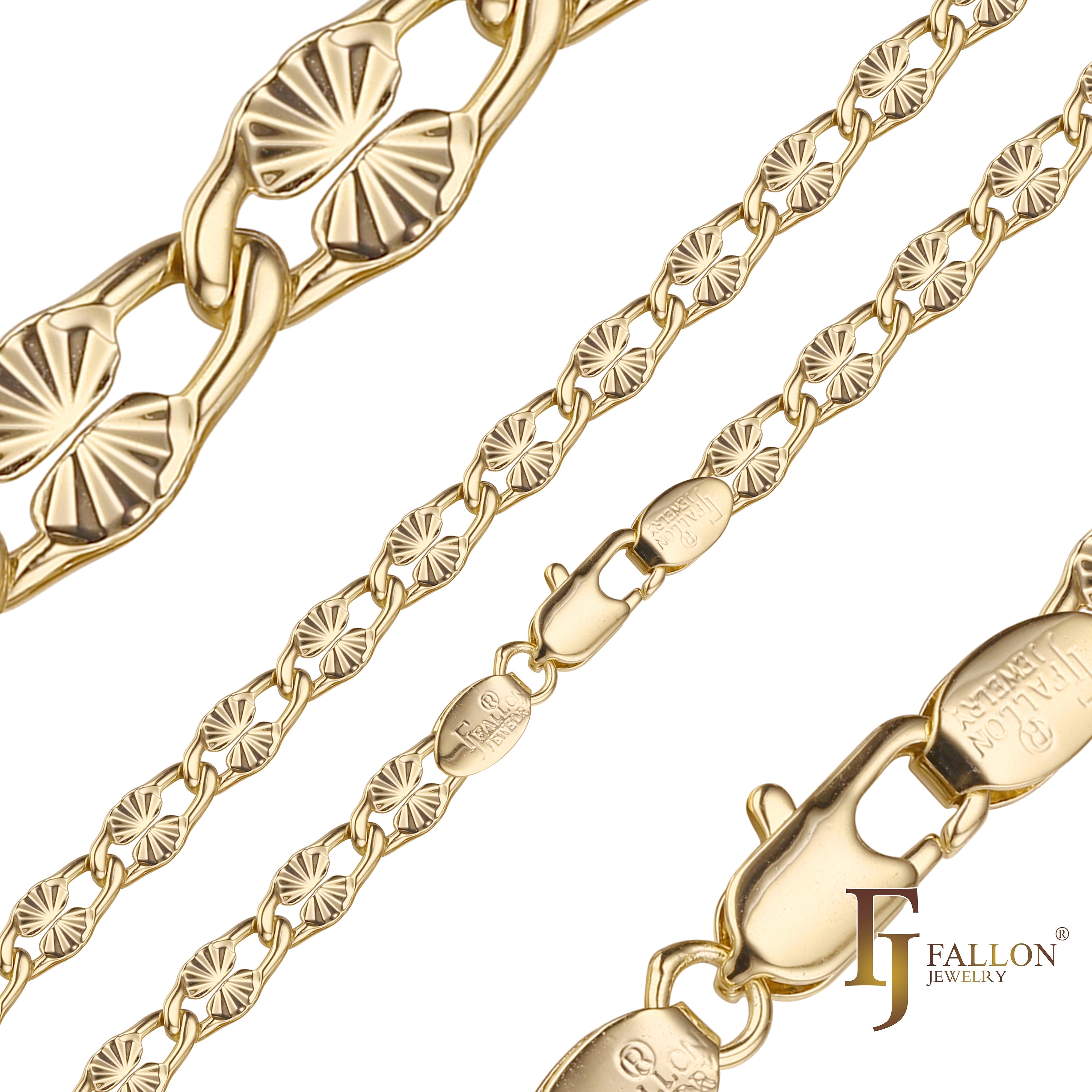 Hammered sunburst oval papaerclip 14K Gold, Rose Gold, White Gold fancy link chains