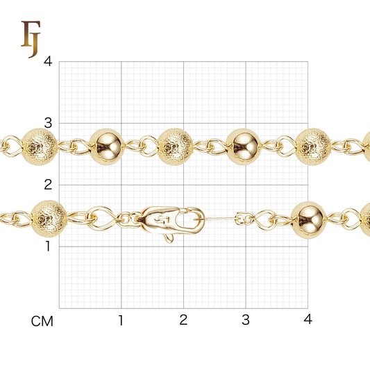 Gold-Plated Beaded Chain with Textured & Polished Balls – Lobster Clasp Jewelry Necklace or Bracelet