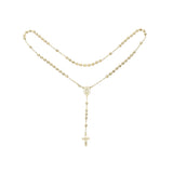 Italian Virgin of Guadalupe Catholic Rosary Necklace (Faceted Disco Beads) plated in 14K Gold, 14K Gold two tone