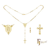 Italian Virgin of Guadalupe Catholic Rosary Necklace (Faceted Disco Beads) plated in 14K Gold, 14K Gold two tone
