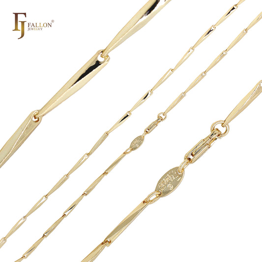 Elegant Rose Gold two tone classic barleycorn fancy link chains