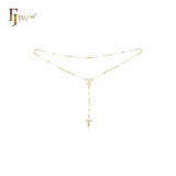 Italian Virgin of Guadalupe Catholic Rosary Necklace (Filigree Lantern Beads) plated in 14K Gold two tone