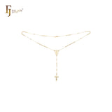 Italian Virgin of Guadalupe Catholic Rosary Necklace (Filigree Lantern Beads) plated in 14K Gold two tone