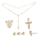 Italian Virgin of Guadalupe Catholic Rosary Necklace (Polished Round Beads) plated in 14K Gold, 14K Gold two tone