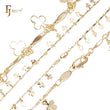 Pulseiras elegantes de trevo e elos de barra banhadas a ouro 14K
