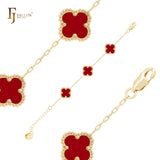 Pure white or black lucky Clover shape Rose Gold paperclip link braclets or chain
