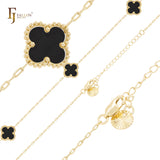 Pure white or black lucky Clover shape Rose Gold paperclip link braclets or chain