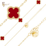 Pure white or black lucky Clover shape Rose Gold paperclip link braclets or chain
