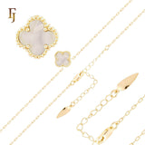 Solo white or black lucky Clover shape Rose Gold paperclip link braclets or chain
