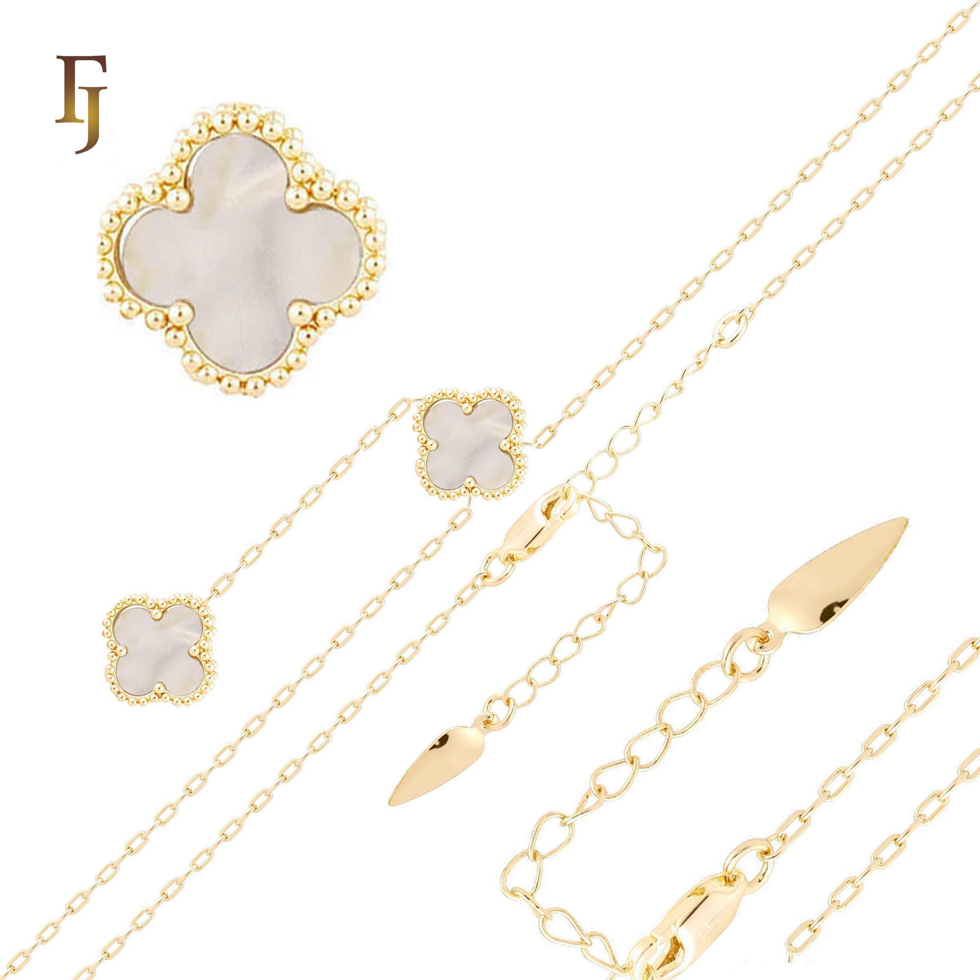 Classic Clover Beaded Four 2 Pieces Necklaces Chain