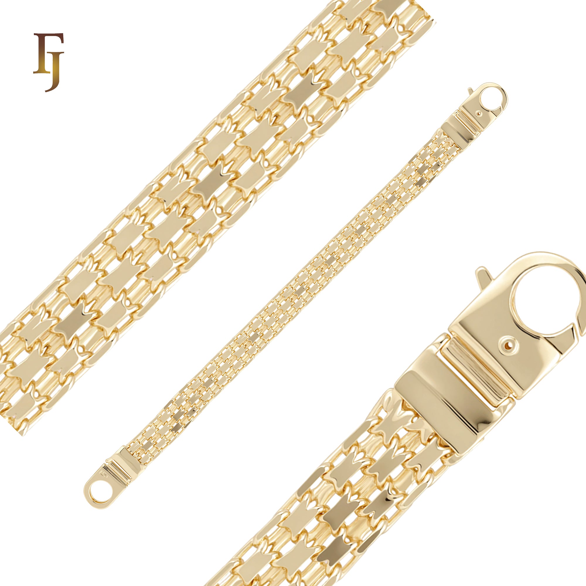 Luxurious Bismarck quadruple four link 14K Gold Bracelets Chain