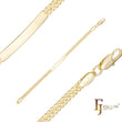 .Pulseras de identificación para hombre de oro de 14 quilates grabables con doble eslabón cubano