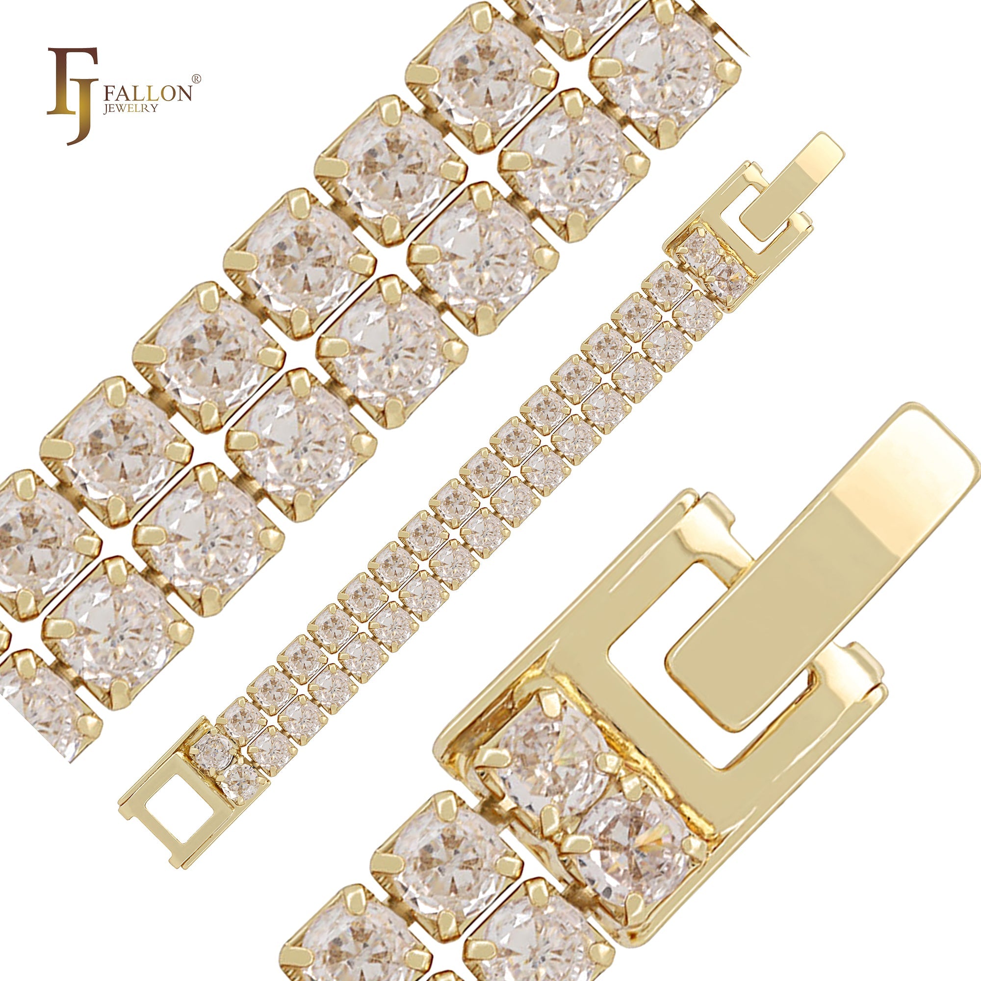 Cluster CZs 14K Gold, Rose Gold Bracelets