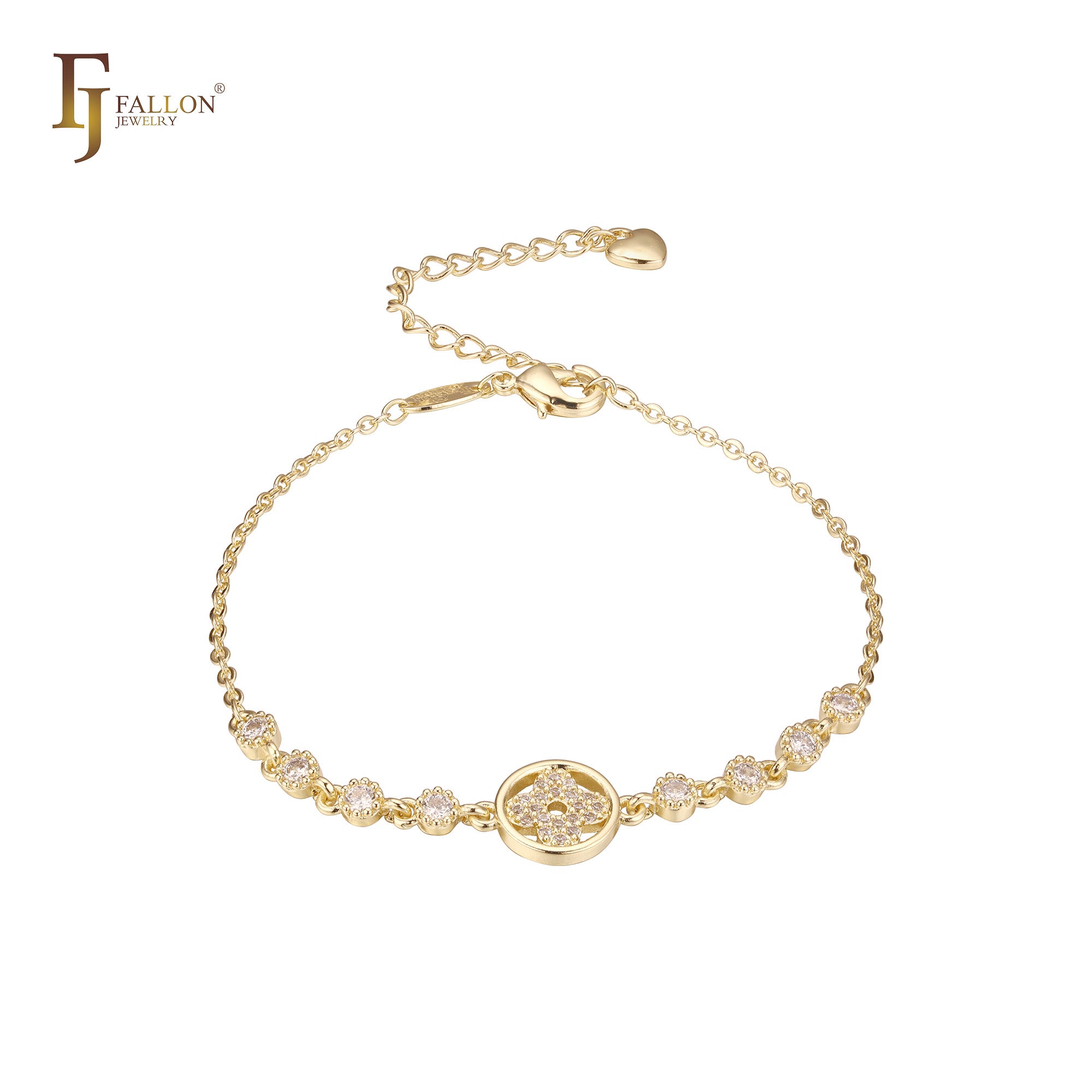 Cluster white CZs fancy 14K Gold Bracelets