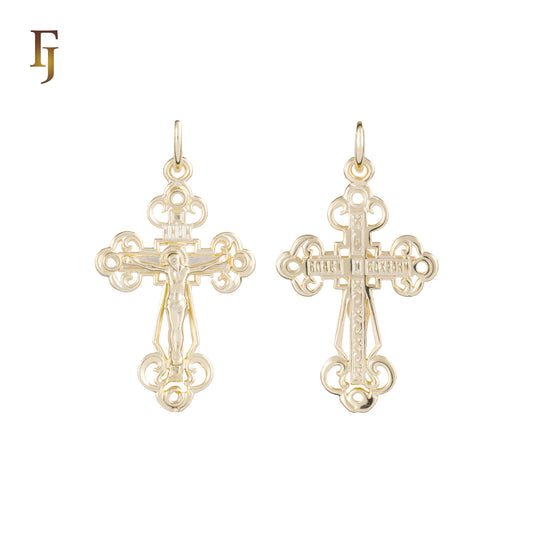 🔥 Orthodox Crucifix Pendant with Jesus Icon – Gold-Plated Religious Cross for Men and Women | FJ Fallon Jewelry