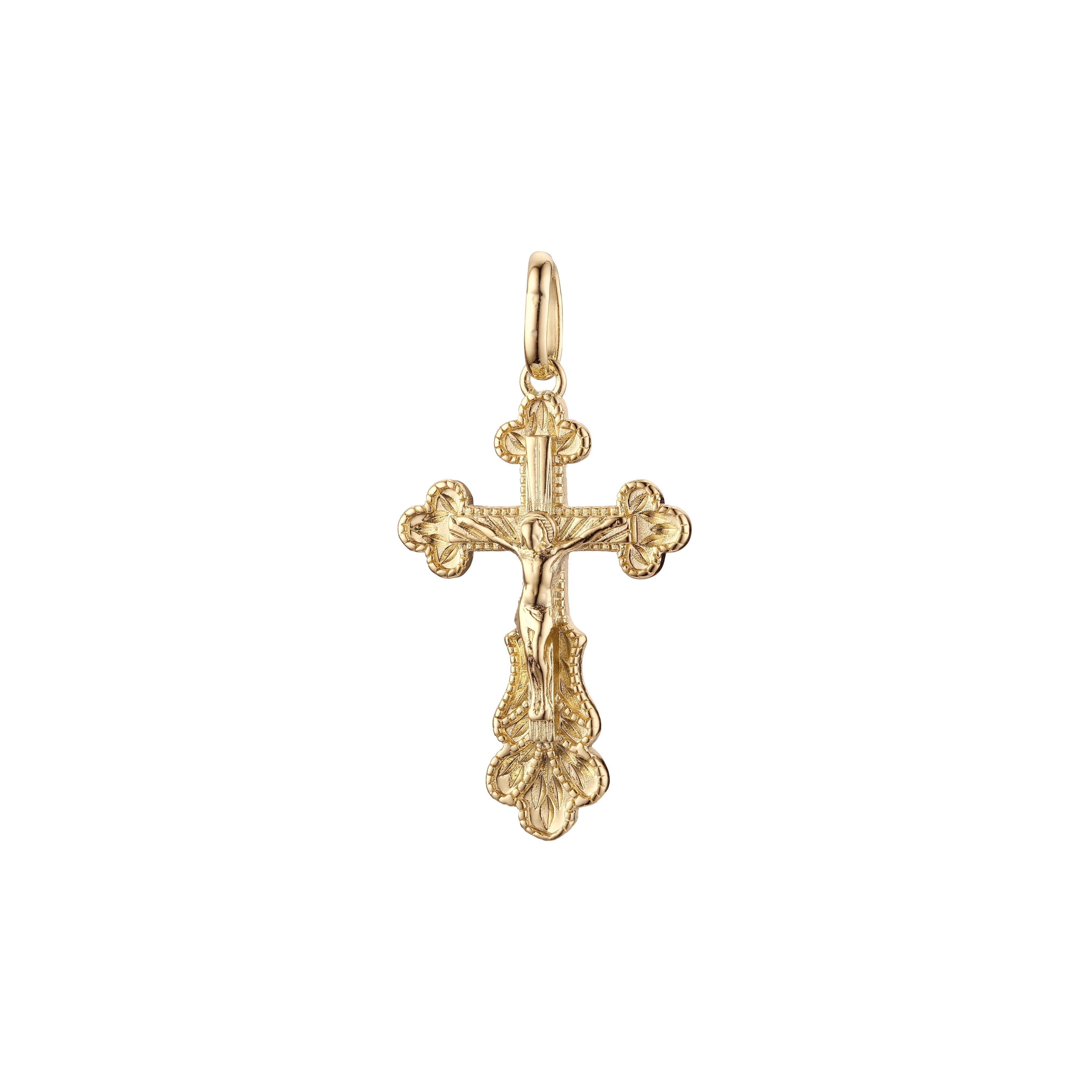 🔥 Eastern Orthodox Russian budded pendant in Rose Gold two tone, 14K Gold plating colors