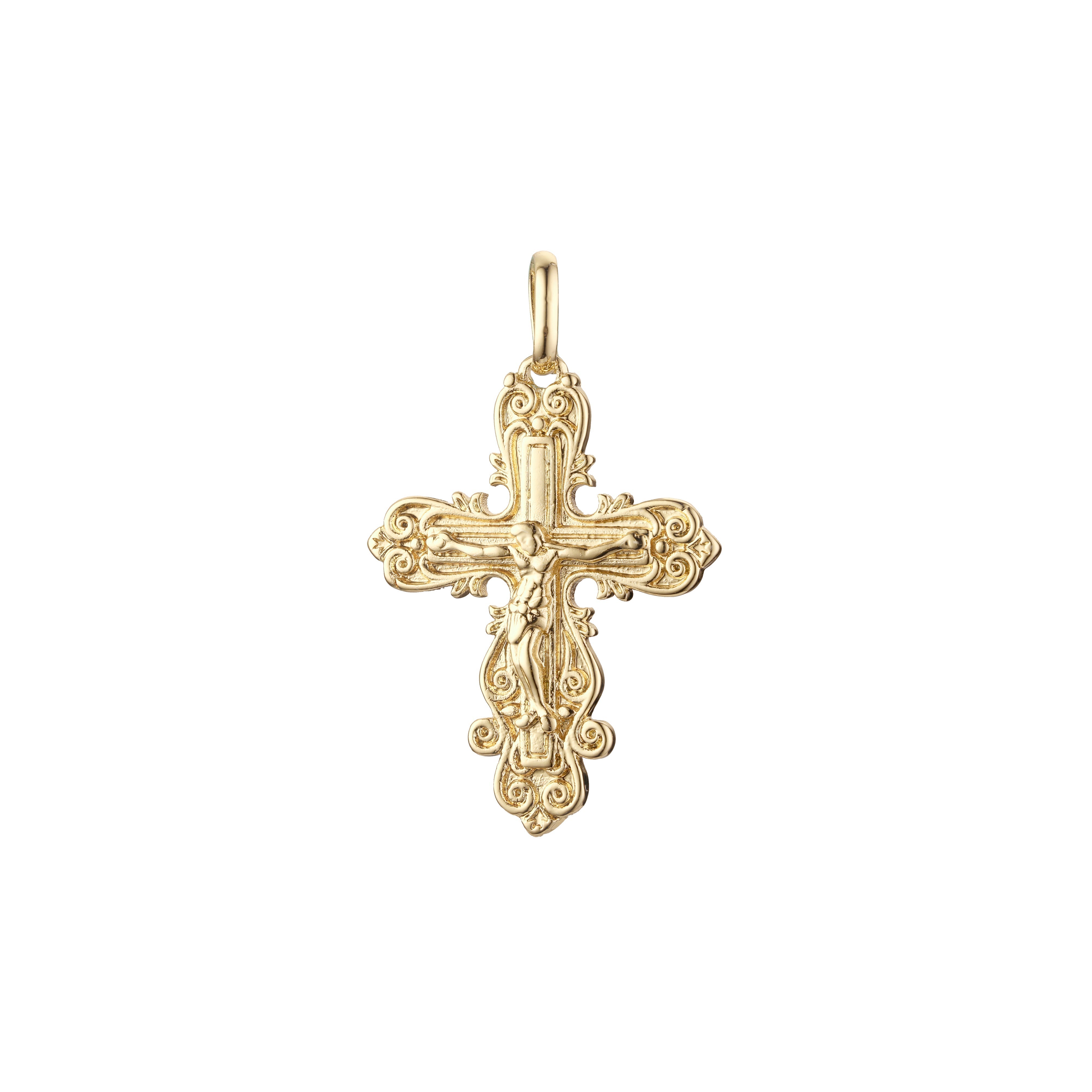 🔥 Eastern Orthodox Russian budded pendant in Rose Gold two tone, 14K Gold plating colors