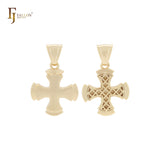 Surfer Maltese Cross crucifix 14K Gold Cross Pendant
