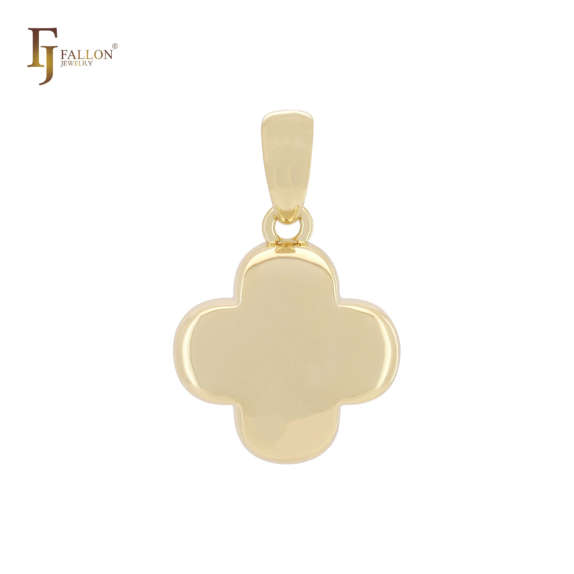 Elegant minimalism plain clover 14K Gold Pendant