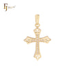 Paved white CZs Cluster white CZs 14K Gold Latin Cross Pendant