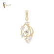 Cluster white CZs waves 14K Gold Fashion Pendant