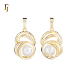 Elegant Pearl Pendant Necklace with Gold Plated Spiral Design and CZ Accents – Classic Women’s Jewelry