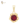 Fancy flower of rounded solitaire radiant cut white CZ 14K Gold Solitaire Pendant
