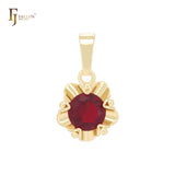 Fancy flower of rounded solitaire radiant cut white CZ 14K Gold Solitaire Pendant