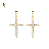 Minimalist Latin Cross Pendant – Gold-Plated Religious Necklace with Sparkling Round CZ Stones