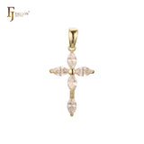 Cluster white CZs Rose Gold, 14K Gold Latin Cross Pendant