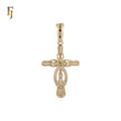Cluster white CZs 14K Gold Religious Christian Cross Pendant