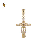 Cluster white CZs 14K Gold Religious Christian Cross Pendant