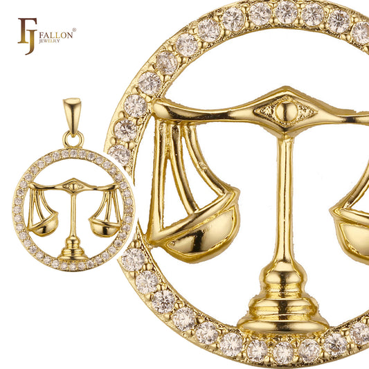 Constellation Zodiac constellation Rose Gold two tone pendant - Paved CZs circle