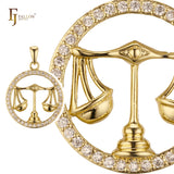 Constellation Zodiac constellation Rose Gold two tone pendant - Paved CZs circle