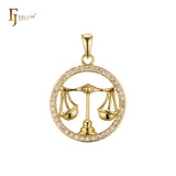 Constellation Zodiac constellation Rose Gold two tone pendant - Paved CZs circle