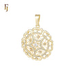 Heart snow flake white CZs 14K Gold Filigree Pendant