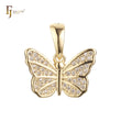 Great Butterfly of cluster white CZs 14K Gold Animal Pendant