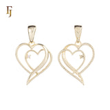 Double Heart Pendant Necklace with Cubic Zirconia in Gold Plating – Romantic Jewelry Gift for Her