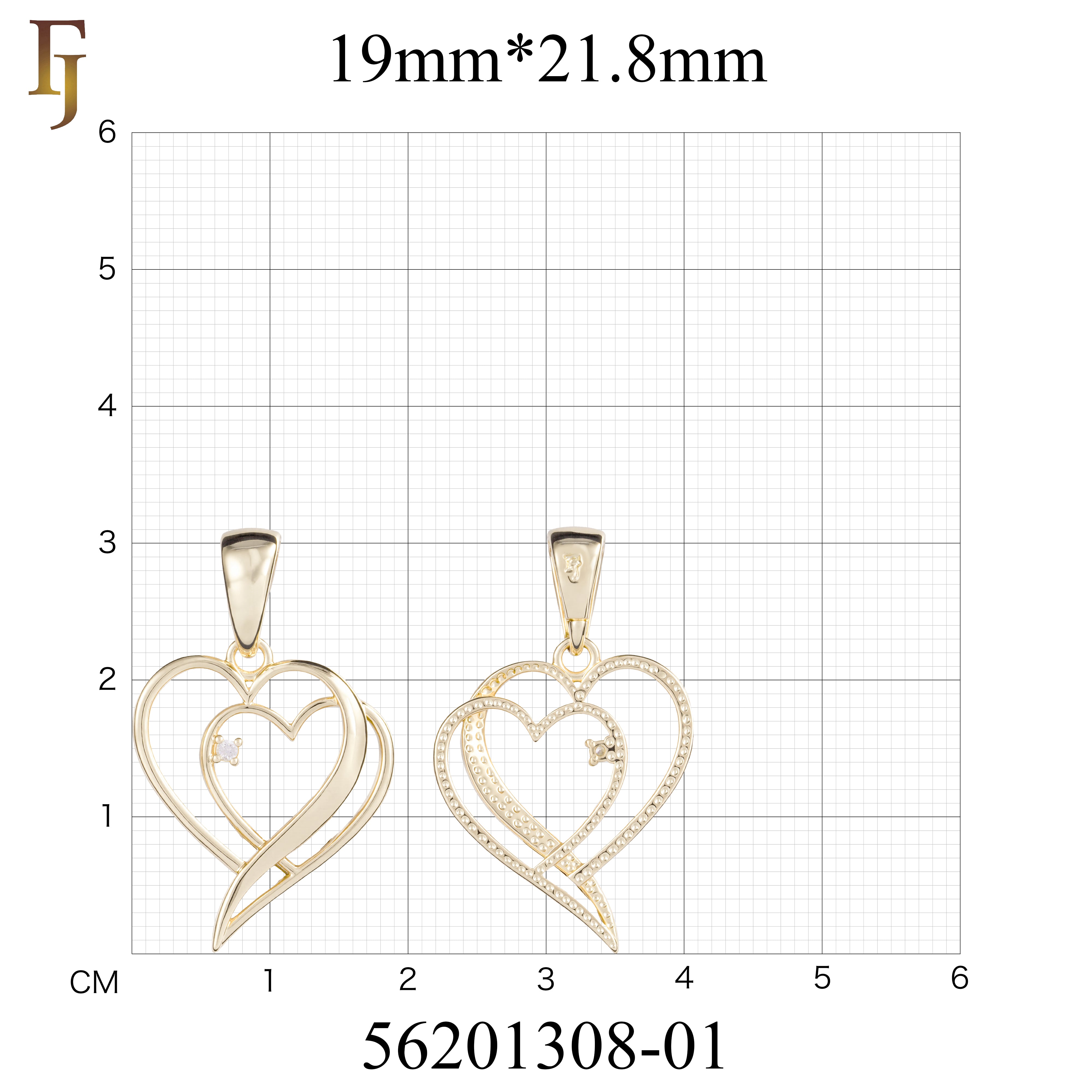 Double Heart Pendant Necklace with Cubic Zirconia in Gold Plating – Romantic Jewelry Gift for Her